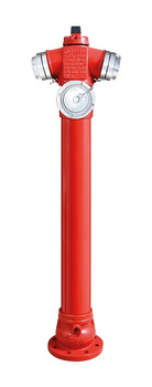 Hydrant przeciwpożarowy, nadziemny - DN100 L2150 PN10 podwójne zamknięcie - kula, łamany