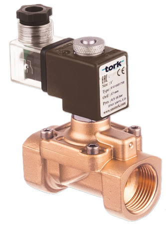 Zawór elektromagn. serwo do pary  S2083 NC G1" 17B mosiądz PTFE korpus b/cewki