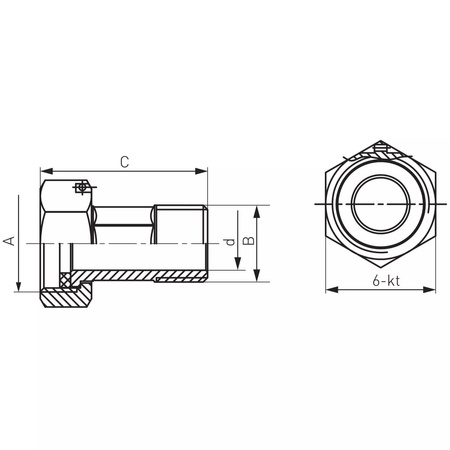 FERRO - Półśrubunek do wodomierza 1/2" DN15