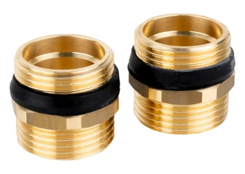 Zestaw dwóch mosiężnych nypli G1'' z uszczelkami stożkowymi