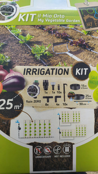 zestaw My Farm do nawadniania ogródka warzywnego 25m2:25m linii kropl  +15m rury DN16 +złączki +szpilki +sterownik nakranowy Ra