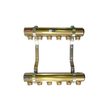 Rozdzielacz 3 obwody z nyplami mosiężny